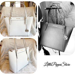 MICHAEL KORS CIARA TOP ZIP TOTE OPTIC WHITE
